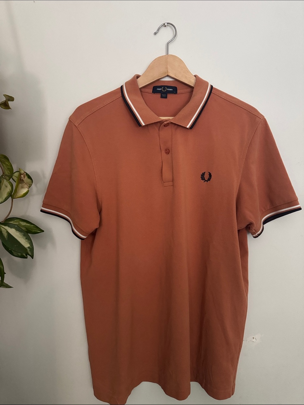 Fred Perry Men's Polo in Terracotta with Black Trim